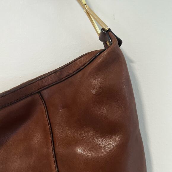 Calvin Klein Brown Leather Hobo Bag Gold Hardware - Picture 3 of 10